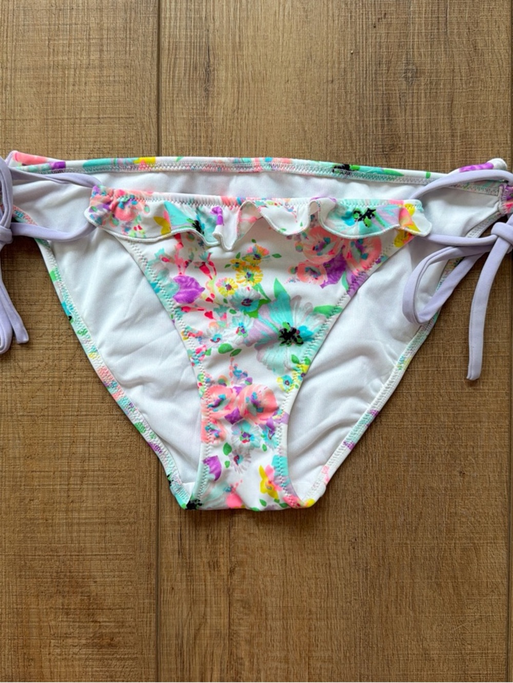 Victoria secret size M Floral Ruffle Tie-Side Bikini Bottoms
